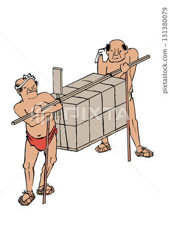 Two men carrying a palanquin, part 2 Two men carrying a palanquin, part 2 131380079