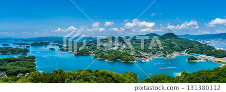 Panoramic view of the Kujukushima Islands from Tenkaiho [Sasebo City, Nagasaki Prefecture] 131380112
