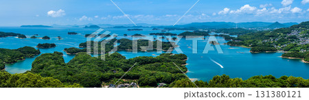 Panoramic view of the Kujukushima Islands from Tenkaiho [Sasebo City, Nagasaki Prefecture] 131380121