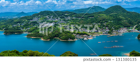 Panoramic view of the Kujukushima Islands from Tenkaiho [Sasebo City, Nagasaki Prefecture] 131380135