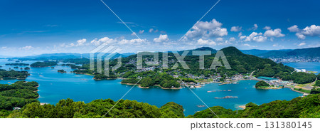 Panoramic view of the Kujukushima Islands from Tenkaiho [Sasebo City, Nagasaki Prefecture] 131380145