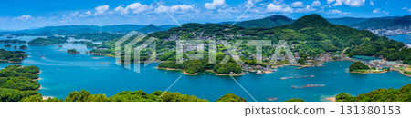 Panoramic view of the Kujukushima Islands from Tenkaiho [Sasebo City, Nagasaki Prefecture] 131380153