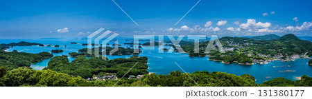 Panoramic view of the Kujukushima Islands from Tenkaiho [Sasebo City, Nagasaki Prefecture] 131380177