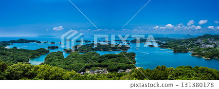 Panoramic view of the Kujukushima Islands from Tenkaiho [Sasebo City, Nagasaki Prefecture] 131380178