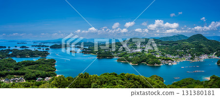 Panoramic view of the Kujukushima Islands from Tenkaiho [Sasebo City, Nagasaki Prefecture] 131380181