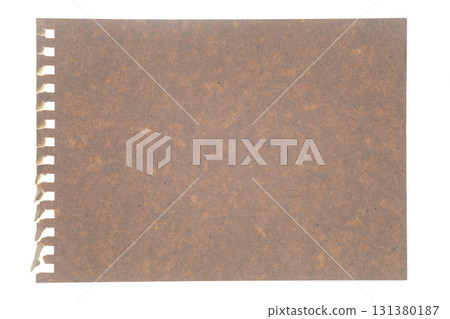 ripped recycled paper kraft with unique texture from spiral notebook on white isolated background ripped recycled paper kraft with unique texture from spiral notebook on white isolated background 131380187
