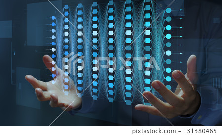 神經網路圖。人工智慧和深度學習技術研究。人工智慧模型圖表業務。 131380465