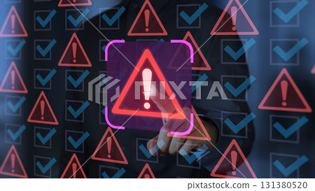 A warning or alarm sign from a security system or software. A warning or alarm sign from a security system or software. 131380520