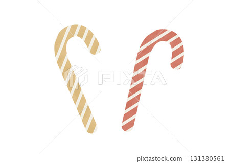 紅色和金色的糖果手杖向量插圖 131380561