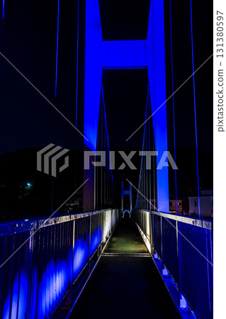 Yunokojima Kangetsu Bridge illuminated [Minamata City, Kumamoto Prefecture] 131380597