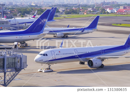 Passenger planes and boarding gates at the airport 131380635