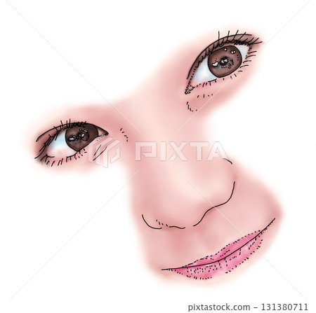 Pen drawing illustration of a smiling beautiful woman Pen drawing illustration of a smiling beautiful woman 131380711
