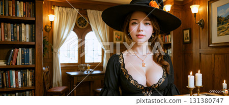 An elegant witch with brown hair An elegant witch with brown hair 131380747