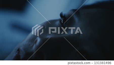 Close-up of Part of Girl Face as Tries Fall Asleep Close-up of Part of Girl Face as Tries Fall Asleep 131381496