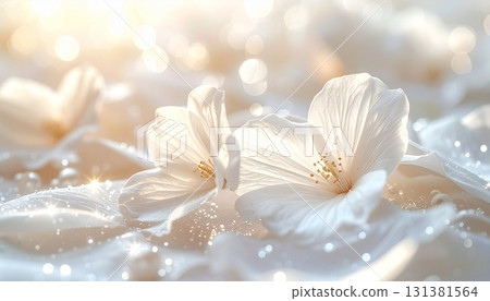 Pearl white sparkling petal background illustration 131381564