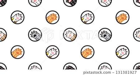 cat paw seamless pattern kitten footprint calico icon vector doodle cartoon dog puppy pet animal round border illustration tile background gift wrapping paper repeat wallpaper scarf isolated cat paw seamless pattern kitten footprint calico icon vector doodle cartoon dog puppy pet animal round border illustration tile background gift wrapping paper repeat wallpaper scarf isolated 131381927