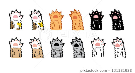 cat paw vector kitten calico icon fur fluffy cartoon character pet dog puppy animal doodle logo illustration symbol design 131381928