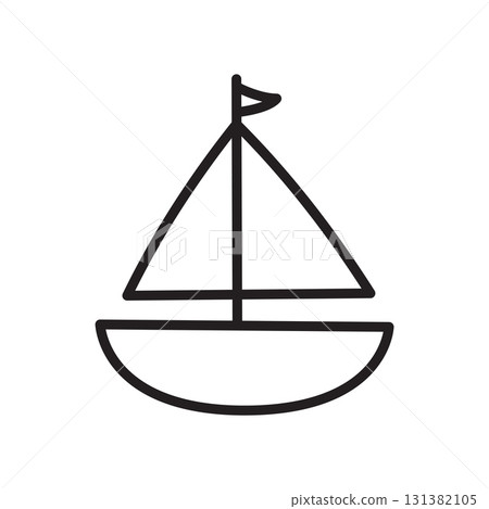Hand-drawn style sailing boat. Outline vector graphic of a yacht or dinghy Hand-drawn style sailing boat. Outline vector graphic of a yacht or dinghy 131382105