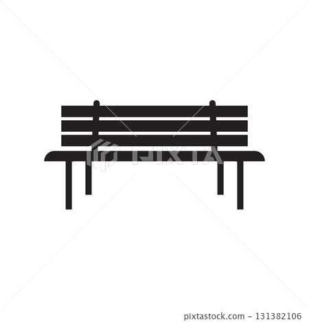 Park bench icon. Simple black silhouette of a wooden bench Park bench icon. Simple black silhouette of a wooden bench 131382106