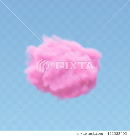 3d realistic pink cotton cloud on transparent background. Fluffy vector smoke. 3d realistic pink cotton cloud on transparent background. Fluffy vector smoke. 131382403