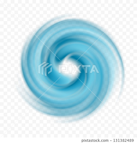 Water blue swirl on white background. Spiral air vortex. 131382489
