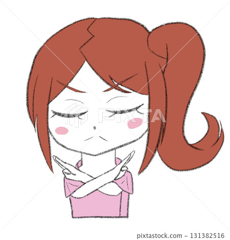 A female nurse is making an X sign with her arm A female nurse is making an X sign with her arm 131382516
