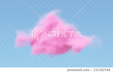 3d realistic pink cotton cloud on transparent background. Fluffy vector smoke. 3d realistic pink cotton cloud on transparent background. Fluffy vector smoke. 131382546