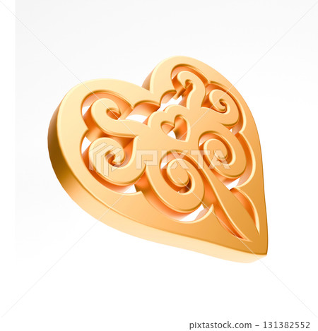 Golden heart with ornament 1-6 131382552