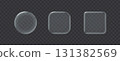 Glass circle square button set on transparent background. 3d vector realistic ui icon. 131382569