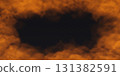 Orange Fog effect frame border on transparent dark background. Vector smoke cloud. 131382591