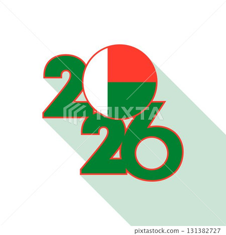 2026 Long Shadow Banner with Madagascar Flag Inside. 2026 Long Shadow Banner with Madagascar Flag Inside. 131382727