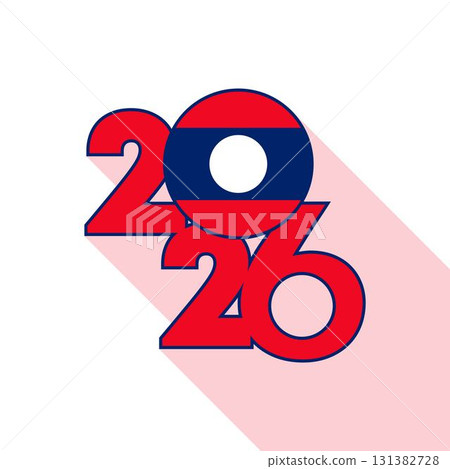 2026 Long Shadow Banner with Laos Flag Inside. 131382728