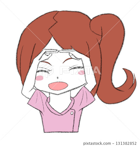 A female nurse making a circle with both arms 131382852