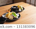 Assorted tempura served in a Japanese-style room 131383096