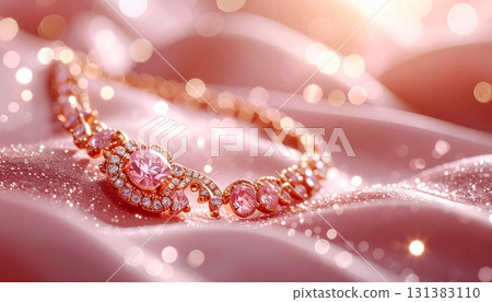 Pink gold sparkling necklace background illustration Pink gold sparkling necklace background illustration 131383110