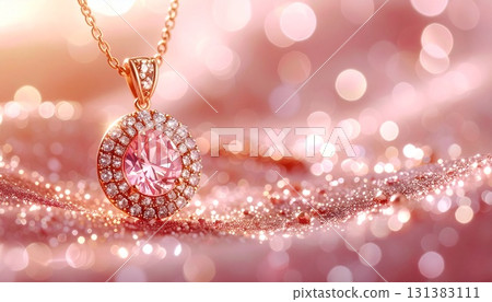 Pink gold sparkling necklace background illustration Pink gold sparkling necklace background illustration 131383111