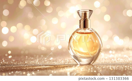 香檳米色閃閃發光的香水瓶背景圖 香檳米色閃閃發光的香水瓶背景圖 131383366