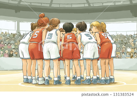 美遊系列:女子籃球運動員賽前聚在一起為球隊加油 美遊系列:女子籃球運動員賽前聚在一起為球隊加油 131383524