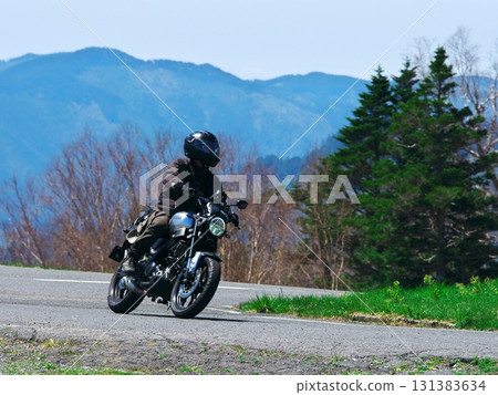 Bike climbing the Mitake Skyline in autumn 131383634