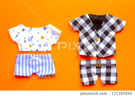Plush clothes: Polka dot shirt and striped pants / black and white checkered set Plush clothes: Polka dot shirt and striped pants / black and white checkered set 131383849