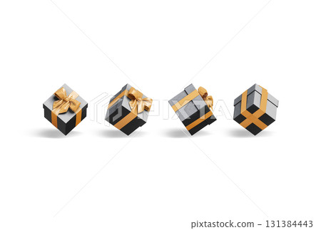 Blank black square gift box mockup, different angles views Blank black square gift box mockup, different angles views 131384443