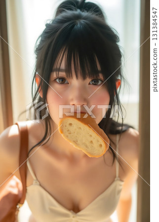 拿著麵包的女孩 131384547