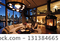 A luxurious space with a candlelit view at dusk 131384665
