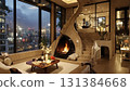 A luxurious space with a candlelit view at dusk 131384668
