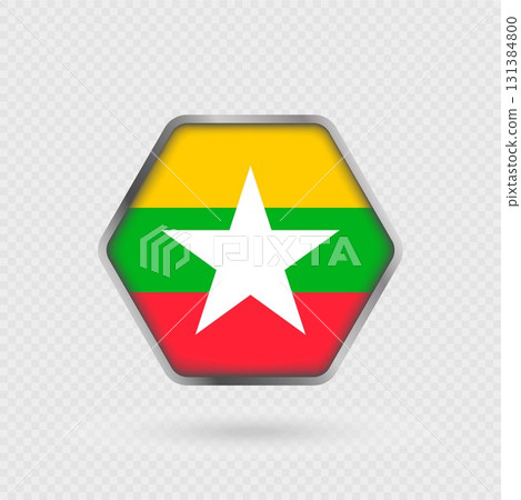 Myanmar flag in a hexagon frame. Myanmar flag in a hexagon frame. 131384800