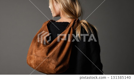 Chic woman with brown bag 131385140