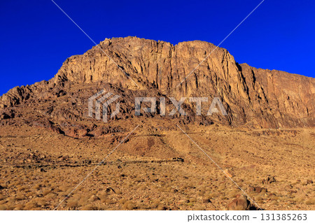 View of the rocky Sinai mountains and desert in Egypt View of the rocky Sinai mountains and desert in Egypt 131385263