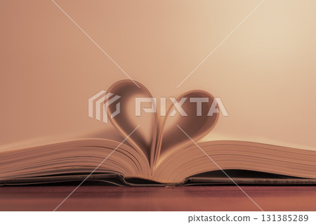 Heart Shape Made of Books with a Warm and Lovely Feeling, Conceptual Shot Heart Shape Made of Books with a Warm and Lovely Feeling, Conceptual Shot 131385289