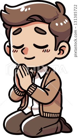 一名男子祈禱的插圖 131385722