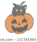 黑貓進入萬聖節南瓜 131385860